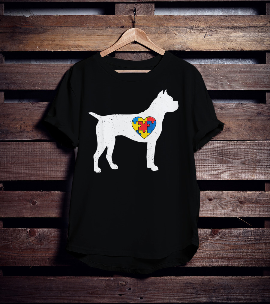 Boxer Heart Autism Awareness Puzzle Day T-Shirt