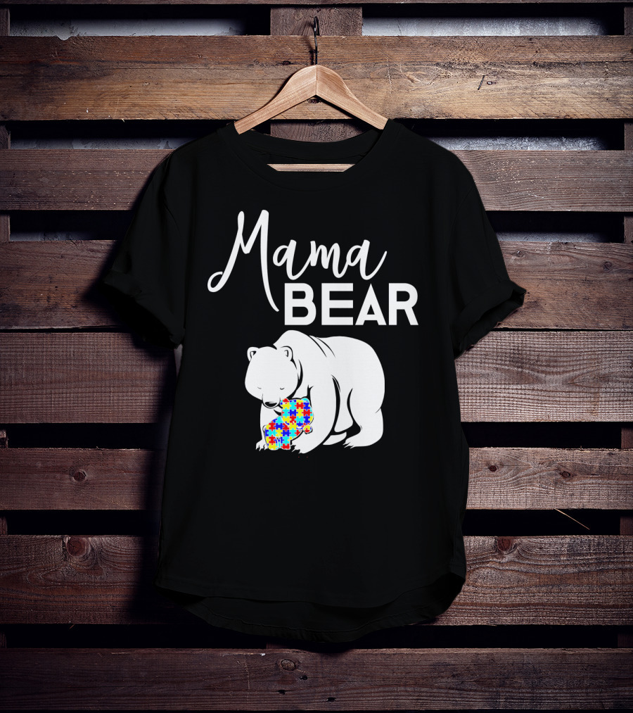 Mama Bear Autism Puzzle Heart T-Shirt