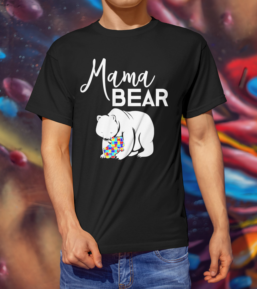 Mama Bear Autism Puzzle Heart T-Shirt