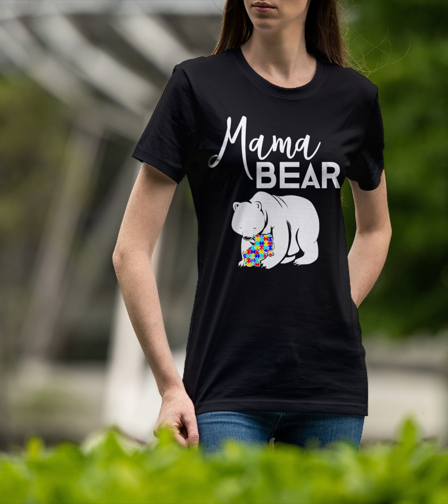 Mama Bear Autism Puzzle Heart T-Shirt
