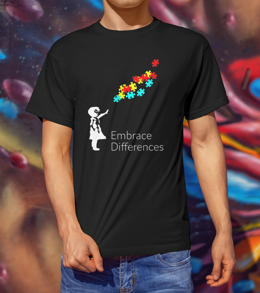 Embrace Differences Autism Puzzle Piece Awareness T-Shirt