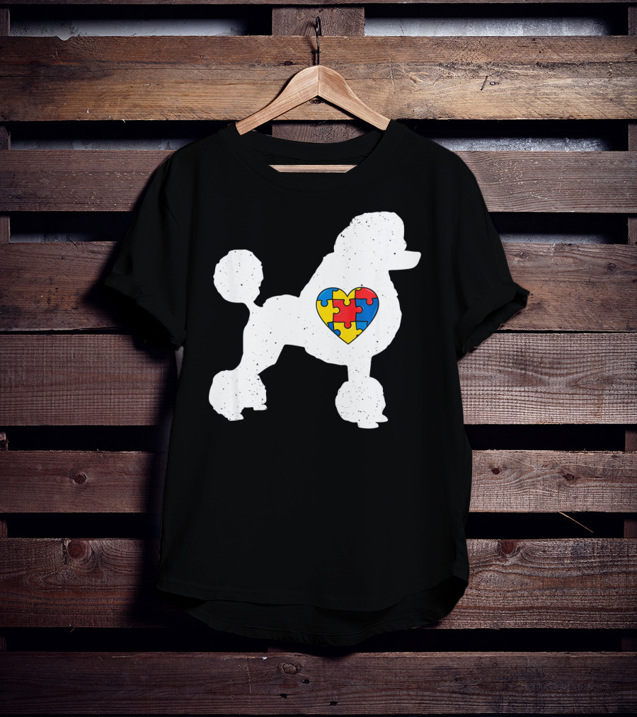 Poodle With Puzzle Heart Autism Awareness Day T-Shirt