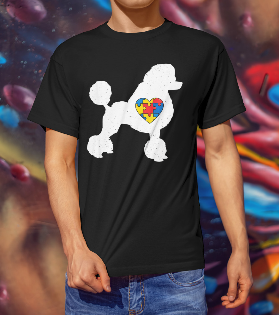 Poodle With Puzzle Heart Autism Awareness Day T-Shirt