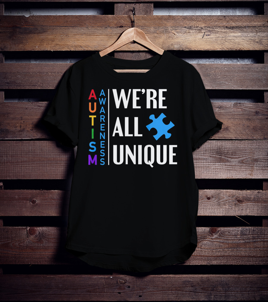 Autism Awareness We're All Unique Puzzle Piece T-Shirt