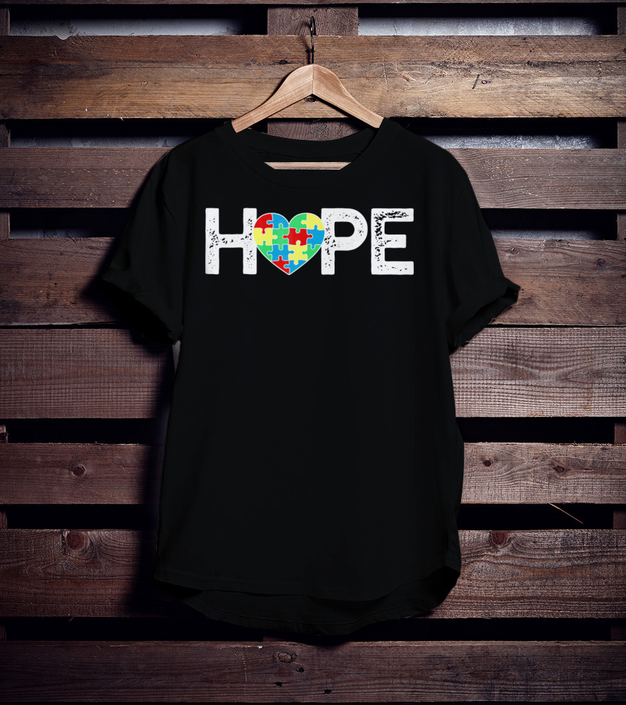 HOPE Heart With Autism Puzzle Pieces T-Shirt