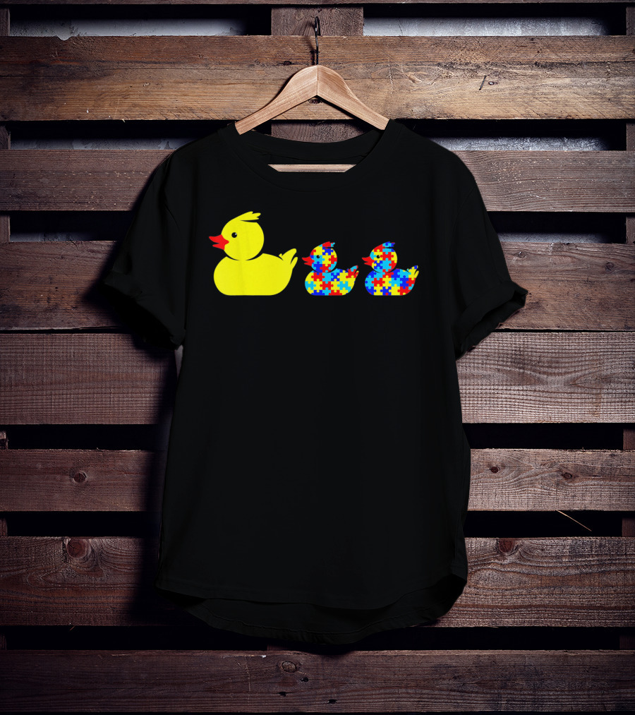 Duck Autism Awareness Puzzle Pattern Ducks T-Shirt