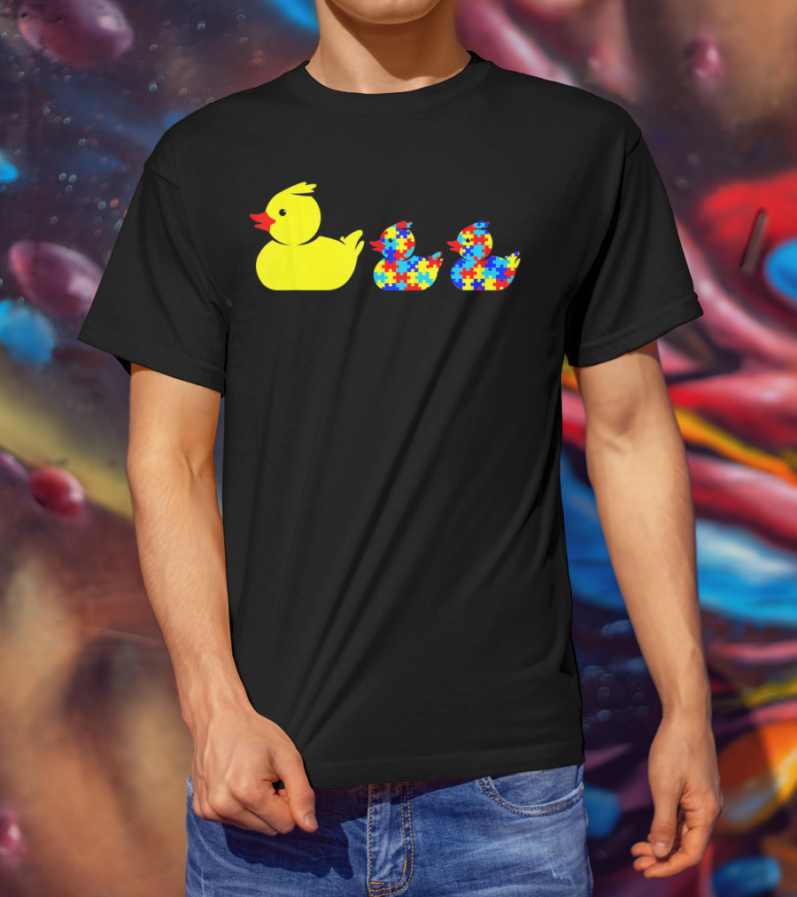 Duck Autism Awareness Puzzle Pattern Ducks T-Shirt