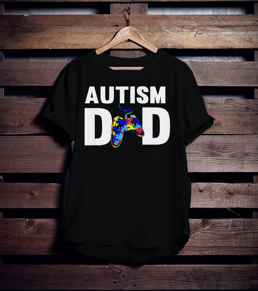 Father's Day Gamer Autism Dad Awareness Controller Puzzle T-Shirt