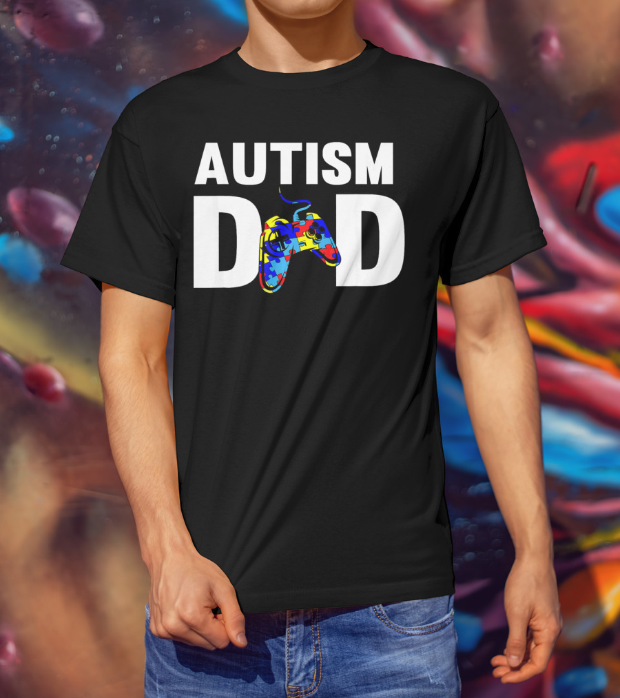 Father's Day Gamer Autism Dad Awareness Controller Puzzle T-Shirt
