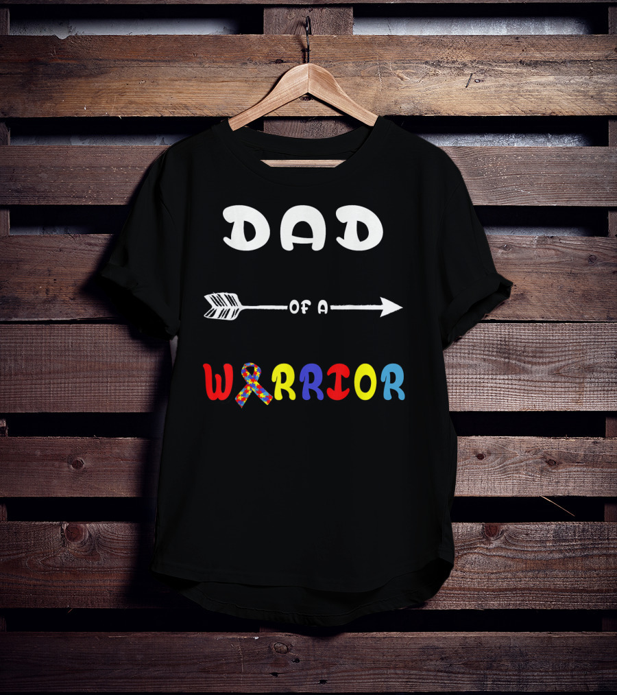 Dad Of A Warrior Autism Awareness Arrow Puzzle T-Shirt