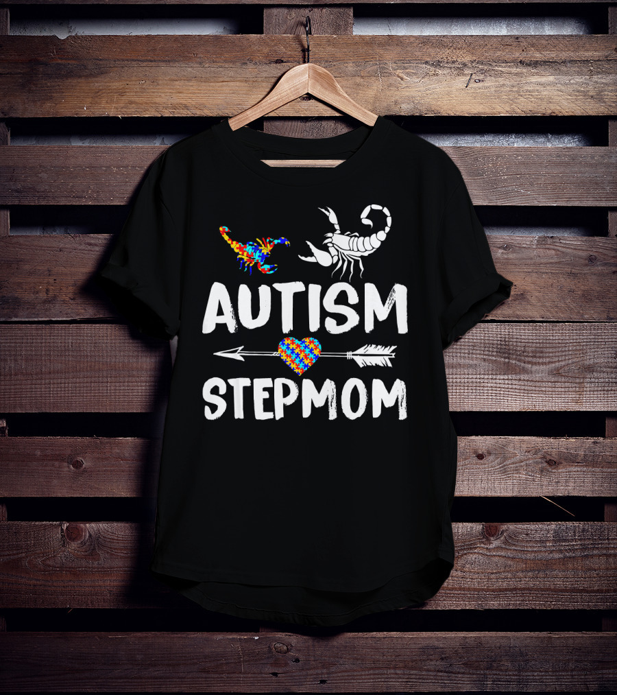 Scorpion Autism Stepmom Love Heart Puzzle Arrow T-Shirt