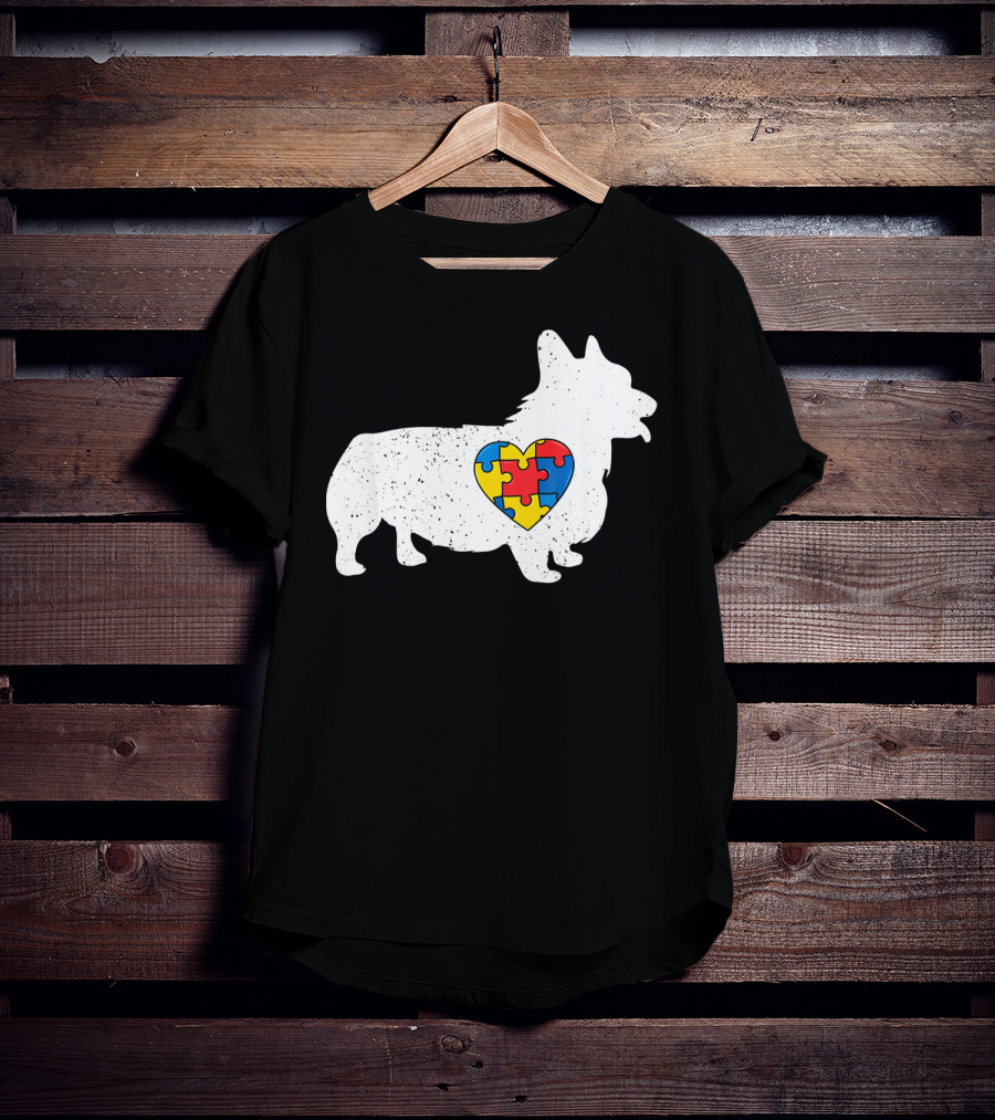 Corgi Puzzle Heart Autism Awareness T-Shirt