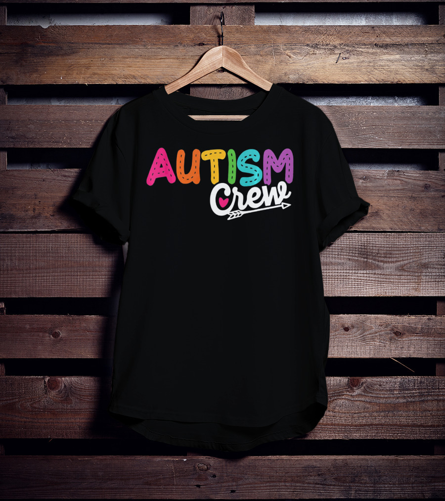 Autism Crew Colorful Heart Arrow Autism Awareness T-Shirt