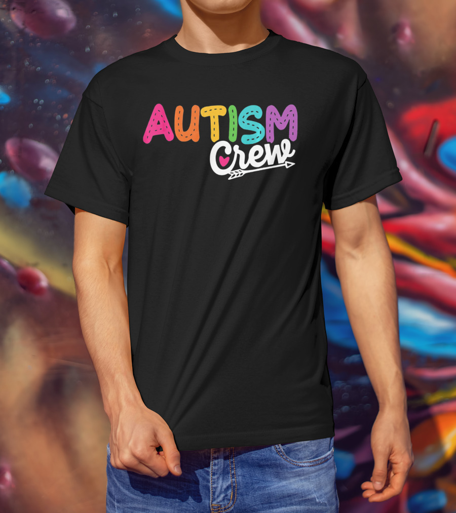 Autism Crew Colorful Heart Arrow Autism Awareness T-Shirt