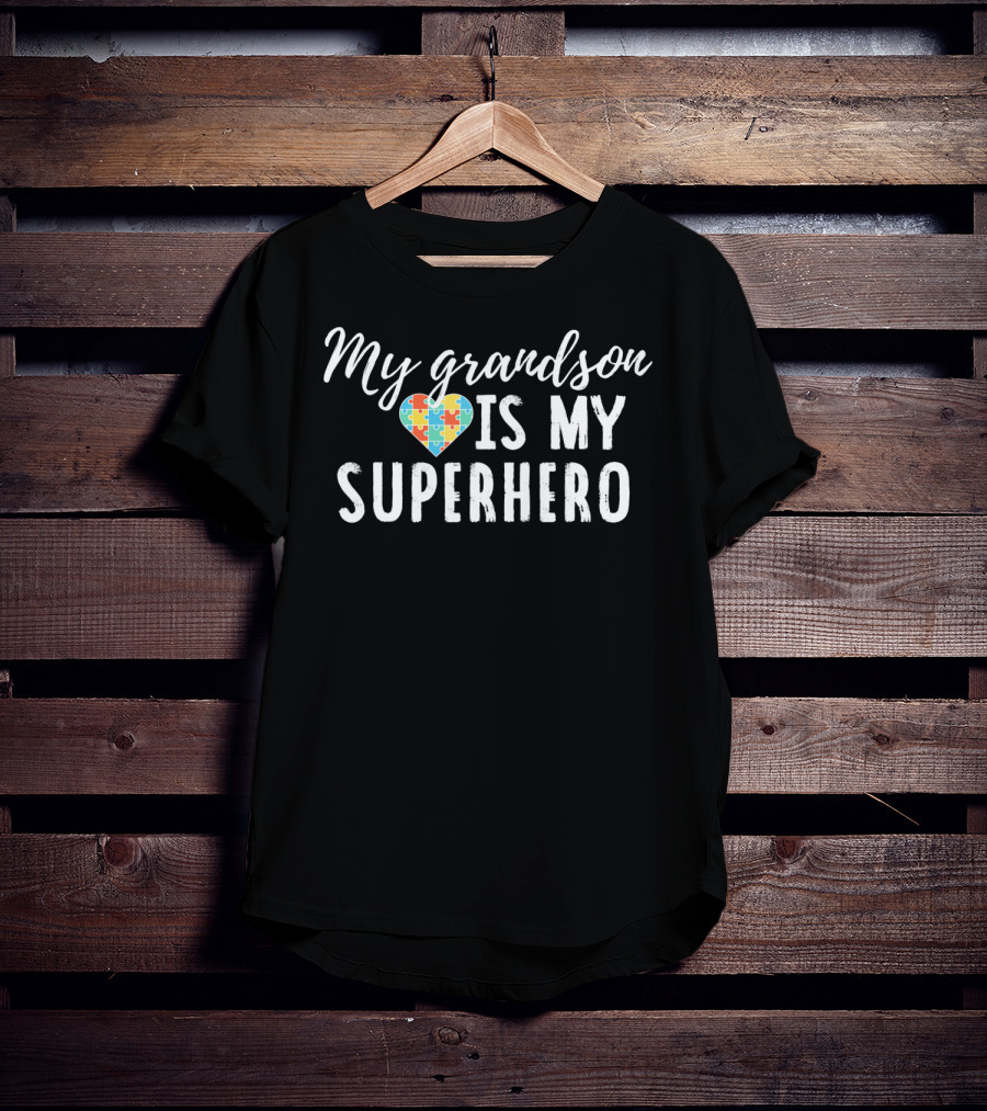 My Grandson Is My Superhero Autism Awareness T-Shirt