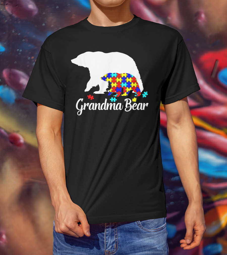 Grandma Bear Puzzle Autism Awareness Iconic T-Shirt