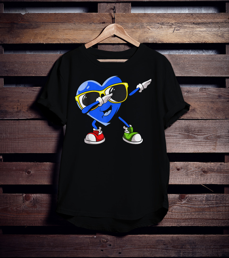 Dabbing Blue Heart Autism Awareness Month T-Shirt