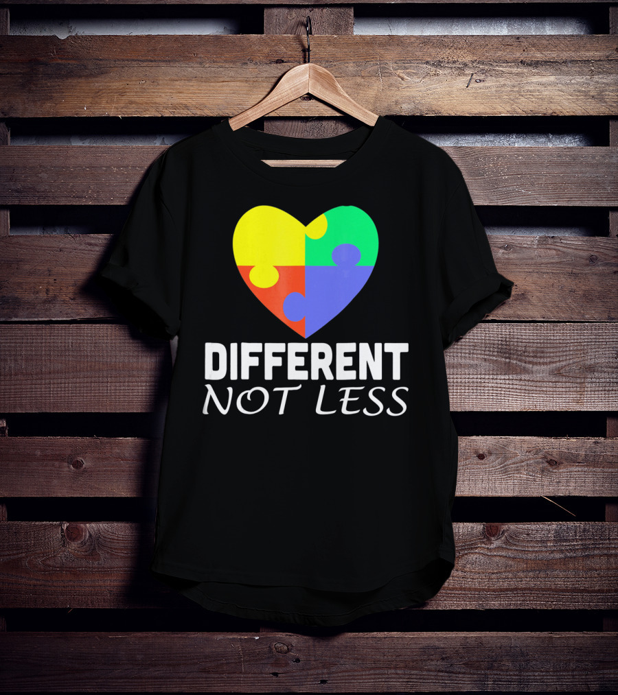 Different Not Less Autism Puzzle Piece Awareness T-Shirt