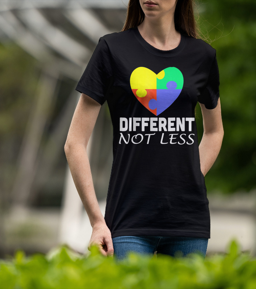 Different Not Less Autism Puzzle Piece Awareness T-Shirt