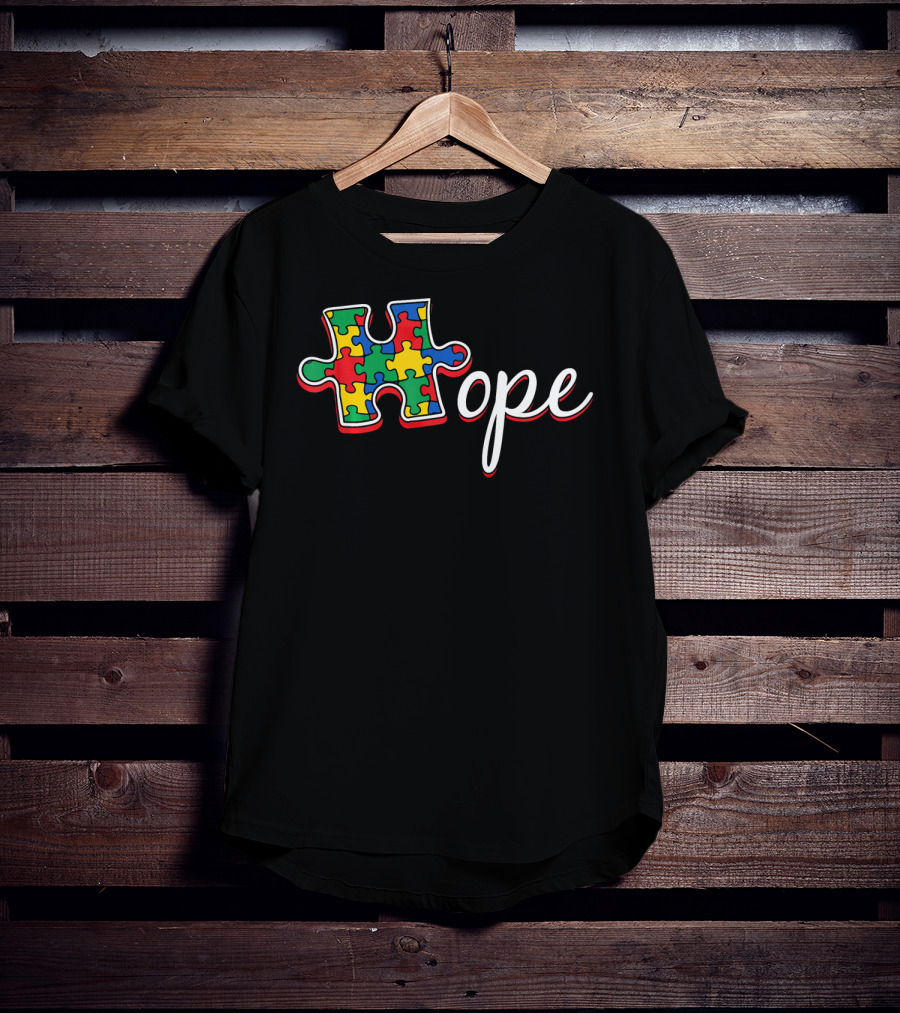 Autism Awareness Day Hope Puzzle Piece T-Shirt