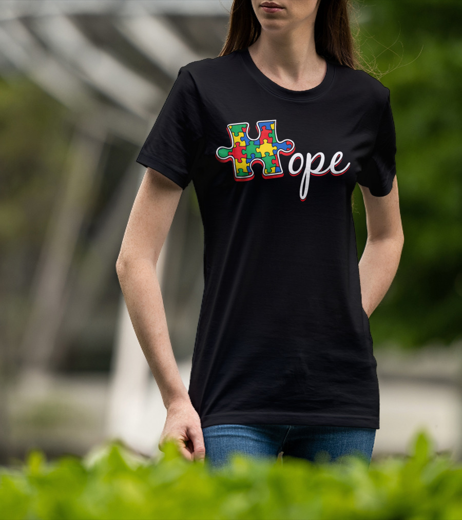 Autism Awareness Day Hope Puzzle Piece T-Shirt