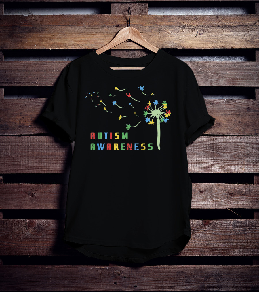 Autism Awareness Dandelion With Colorful Puzzle Pieces T-Shirt