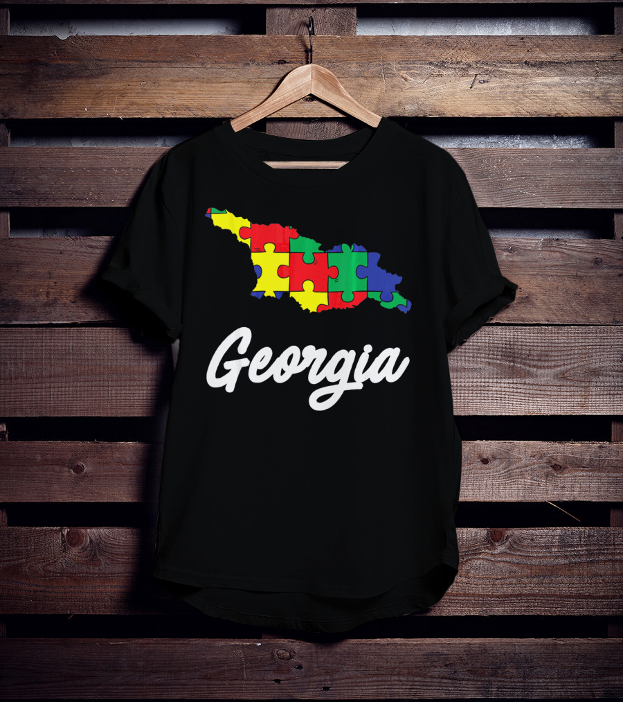 Georgia Autism Awareness Puzzle Map T-Shirt