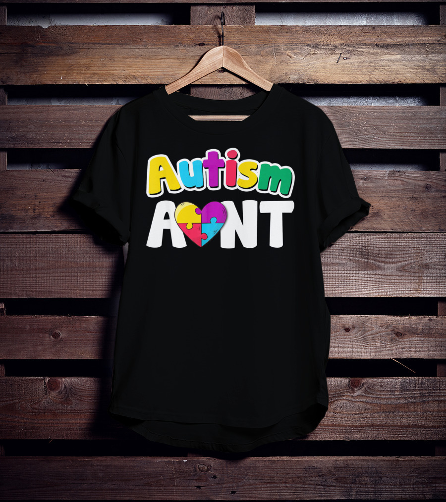 Autism Aunt Heart Puzzle Awareness T-Shirt