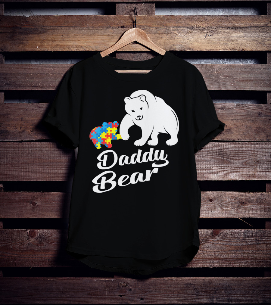 Daddy Bear Autism Puzzle Heart T-Shirt
