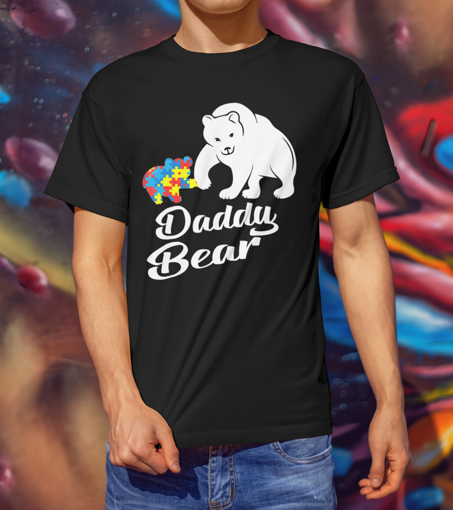 Daddy Bear Autism Puzzle Heart T-Shirt