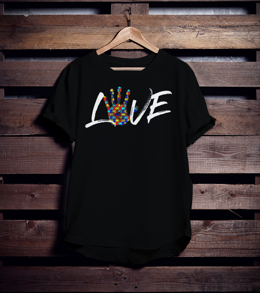 Autism Awareness Love Hand Puzzle T-Shirt