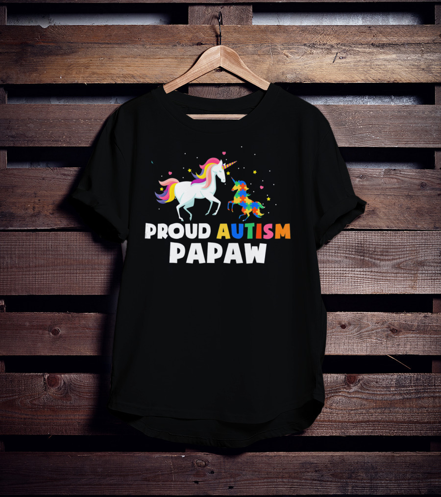 Proud Autism PAPAW Unicorn Autism Awareness T-Shirt