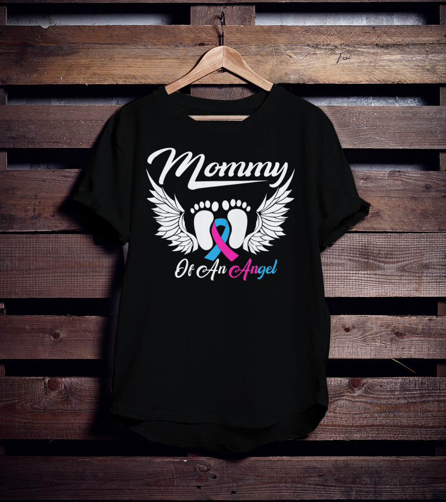 Mommy Of An Angel Miscarriage Awareness Footprints And Wings T-Shirt