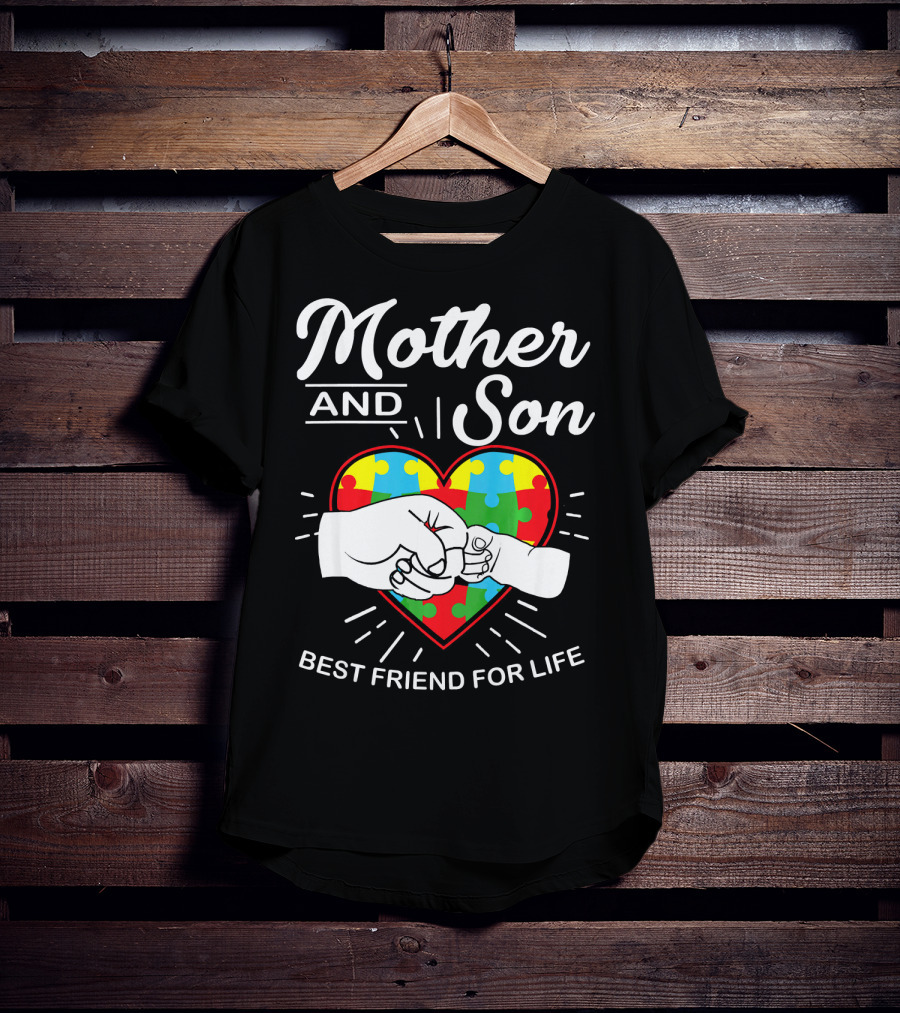 Mother And Son Autism Awareness Heart Best Friend For Life T-Shirt
