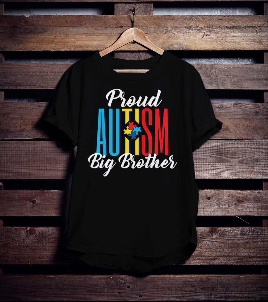 Proud Autism Big Brother Awareness Puzzle Colors T-Shirt