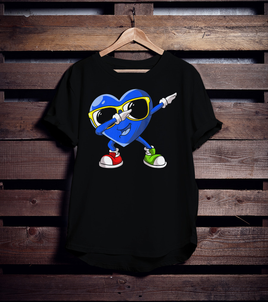 Autism Awareness Dabbing Heart Blue Love Sunglasses Red Green Shoes T-Shirt