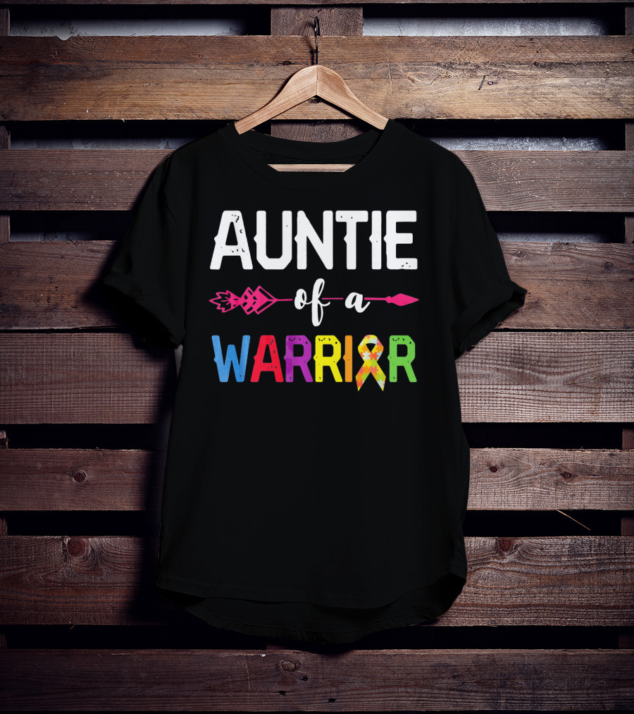 Auntie Of A Warrior Autism Awareness Colorful Puzzle T-Shirt