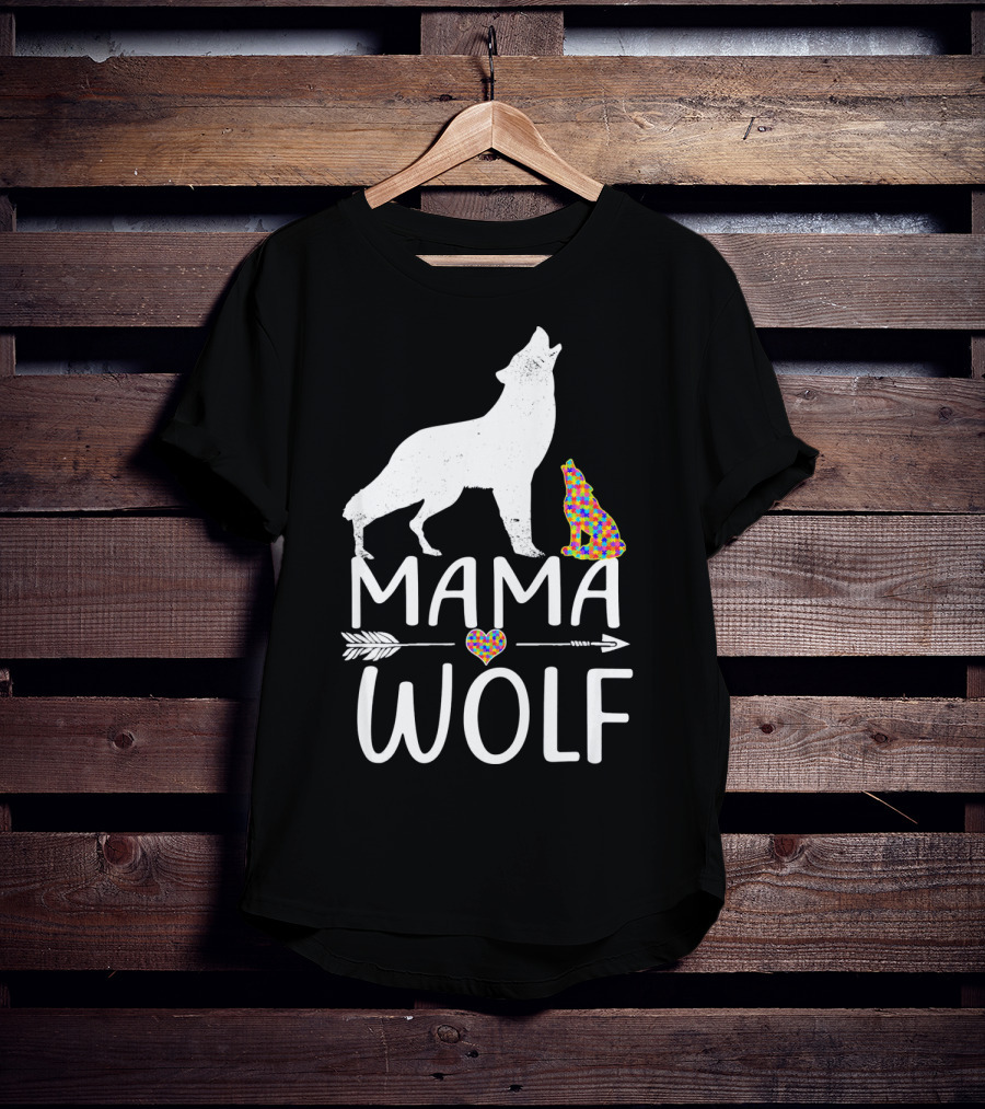 Mama Wolf Autism Awareness Autis T-Shirt