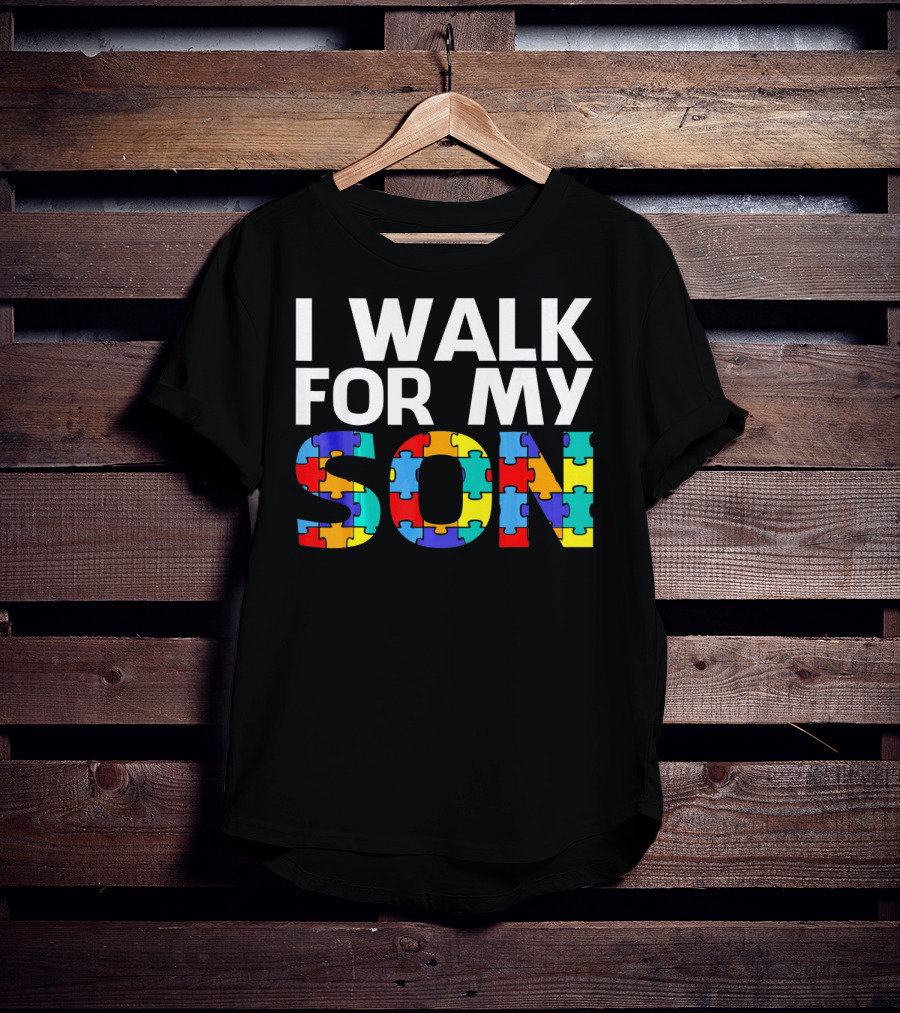 Autism Awareness I Walk For My Son Puzzle Piece T-Shirt