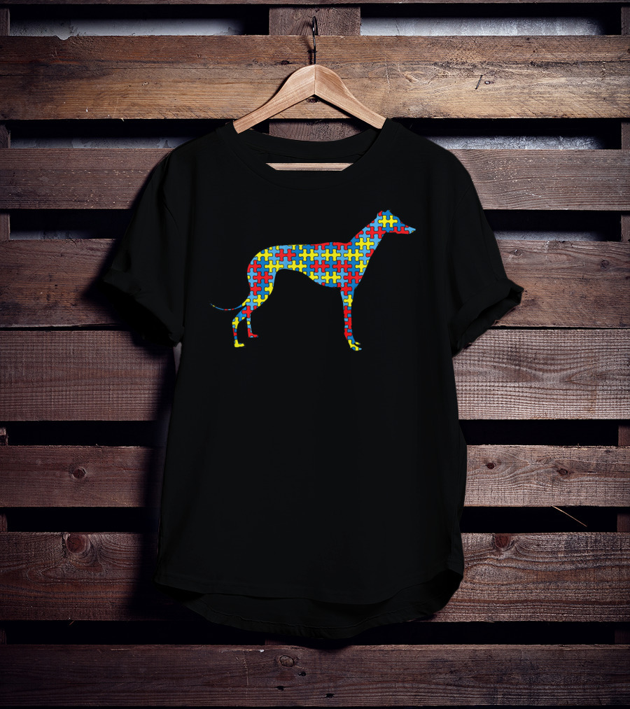 Greyhound Puzzle Autism Awareness Dog Pet Kids T-Shirt
