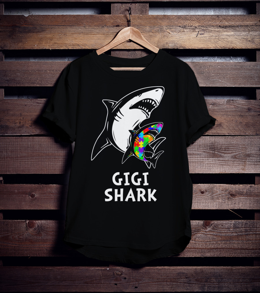 Gigi Shark Autism Awareness Puzzle Sharks T-Shirt