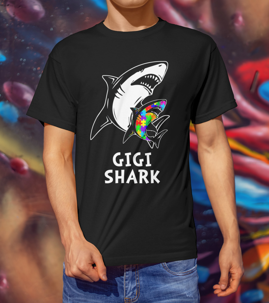 Gigi Shark Autism Awareness Puzzle Sharks T-Shirt