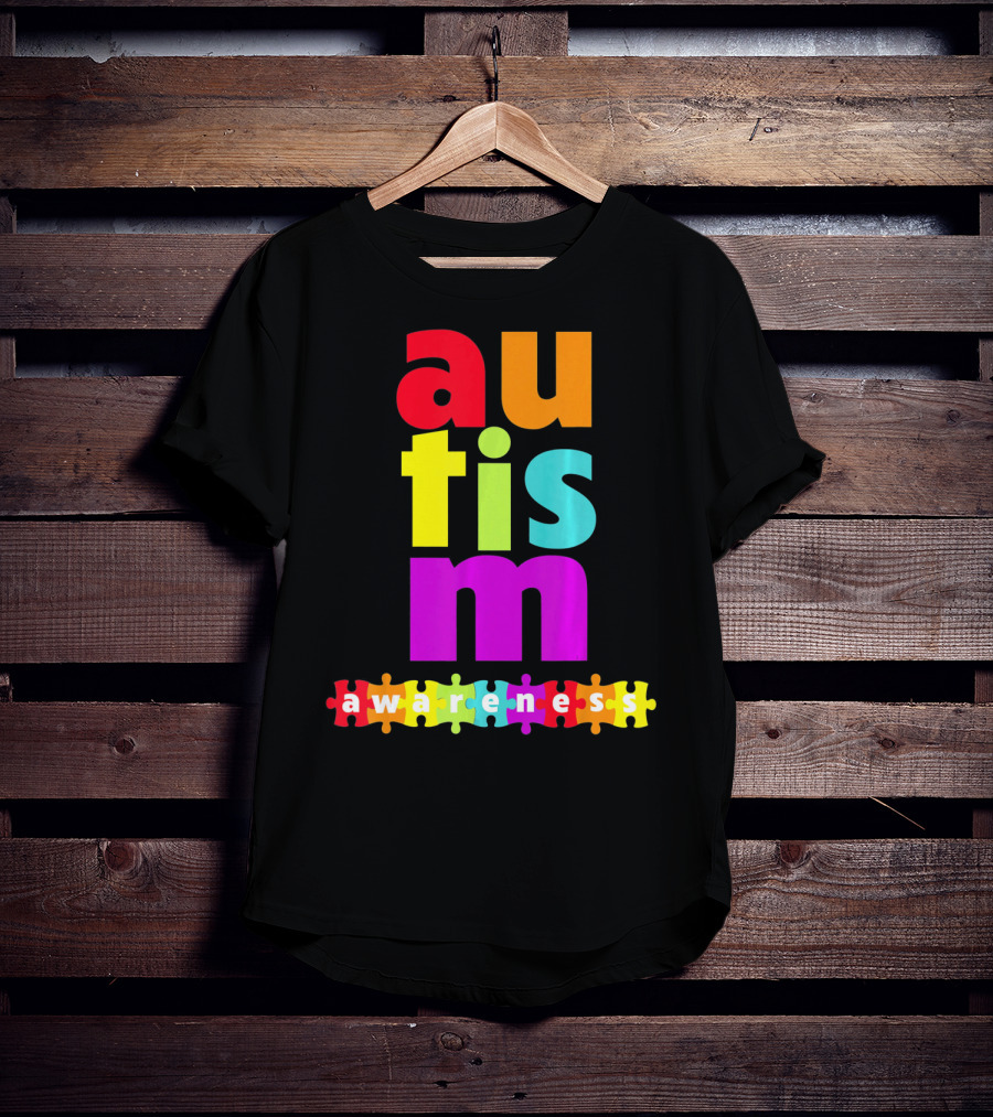 Autism Awareness Rainbow Puzzle Piece Autism Awareness T-Shirt