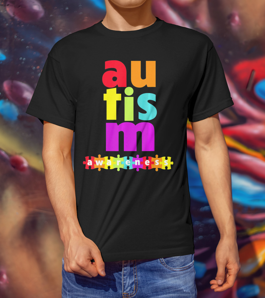 Autism Awareness Rainbow Puzzle Piece Autism Awareness T-Shirt