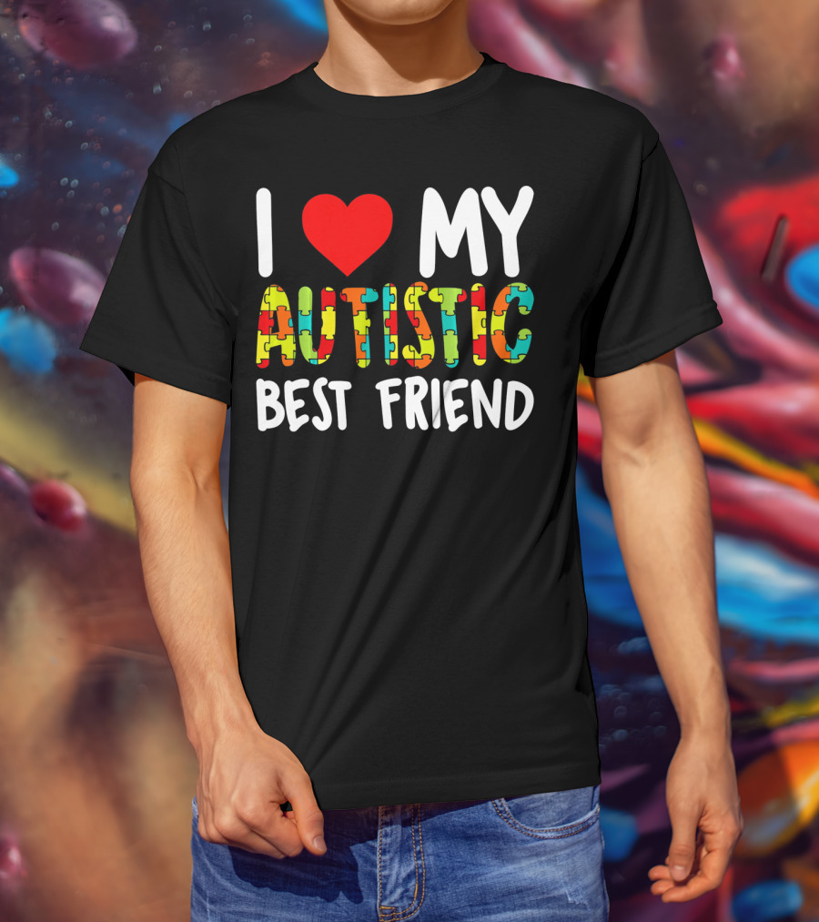 I Love My Autistic Best Friend Puzzle T-Shirt