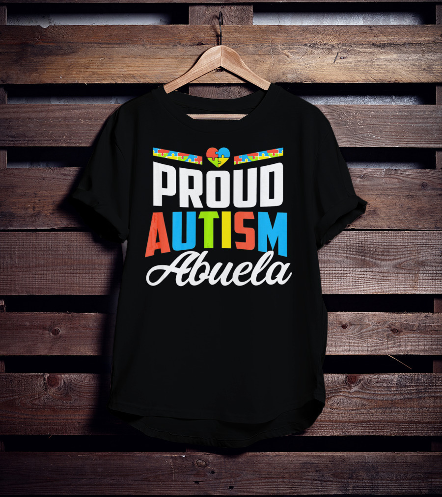 Proud Autism Abuela Heart Puzzle Awareness Support T-Shirt
