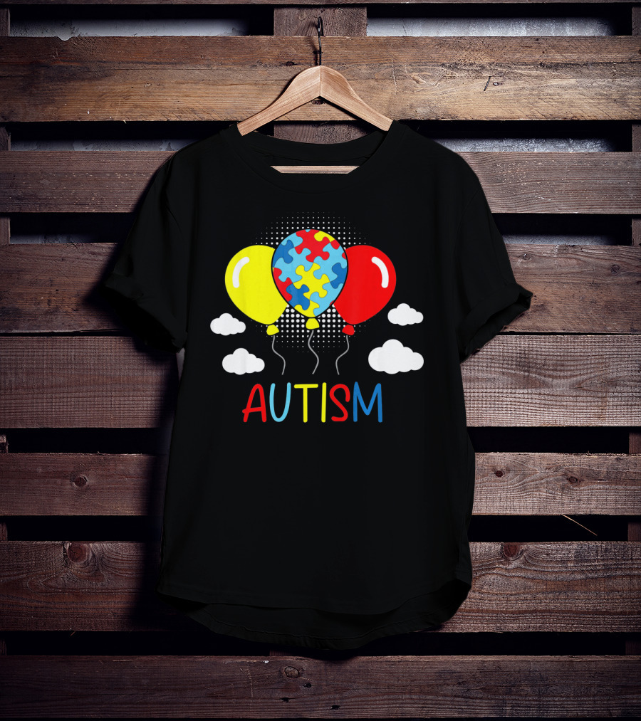 Autism Awareness Balloons Puzzle Clouds T-Shirt