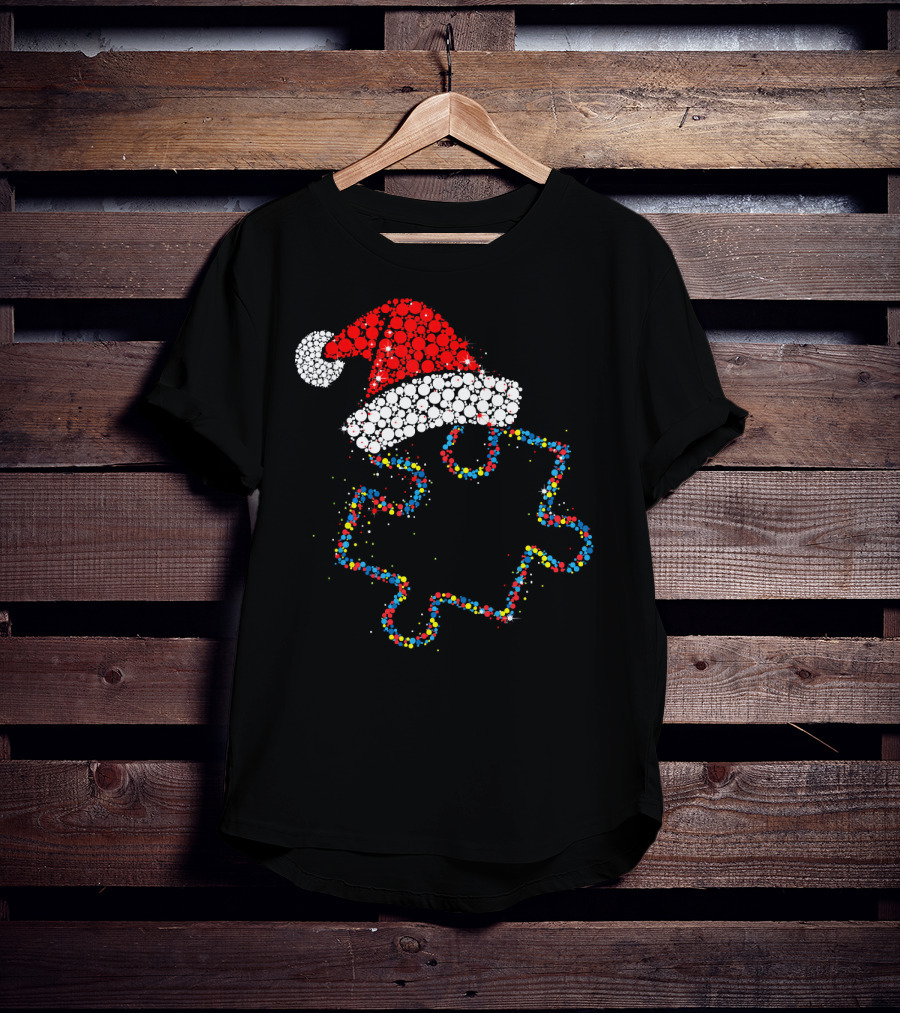 Puzzle Santa Merry Christmas Autism Awareness T-Shirt