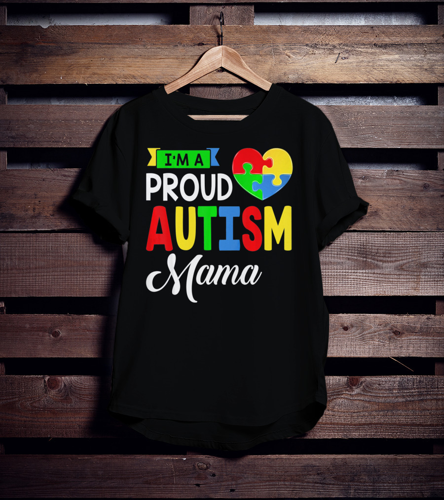 I'M A Proud Autism Mama Puzzle Heart Mamasaurus T-Shirt