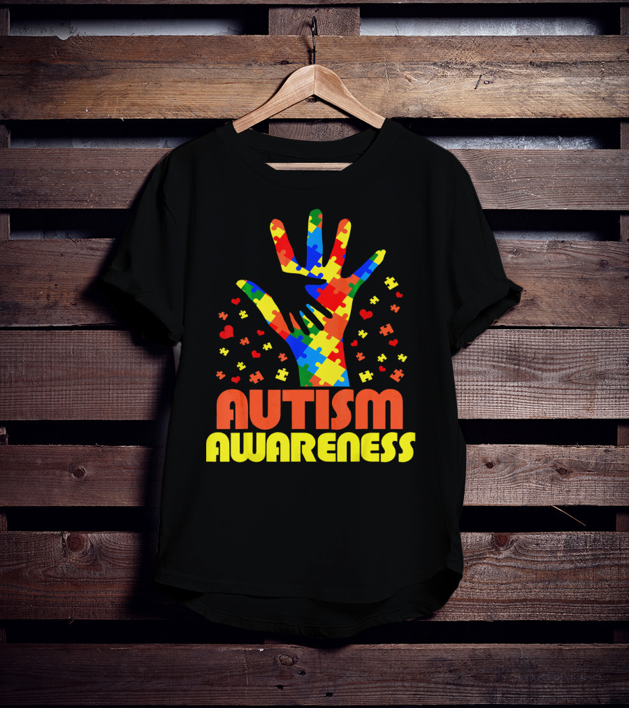 Autism Awareness Puzzle Piece Hand Son Daughter T-Shirt